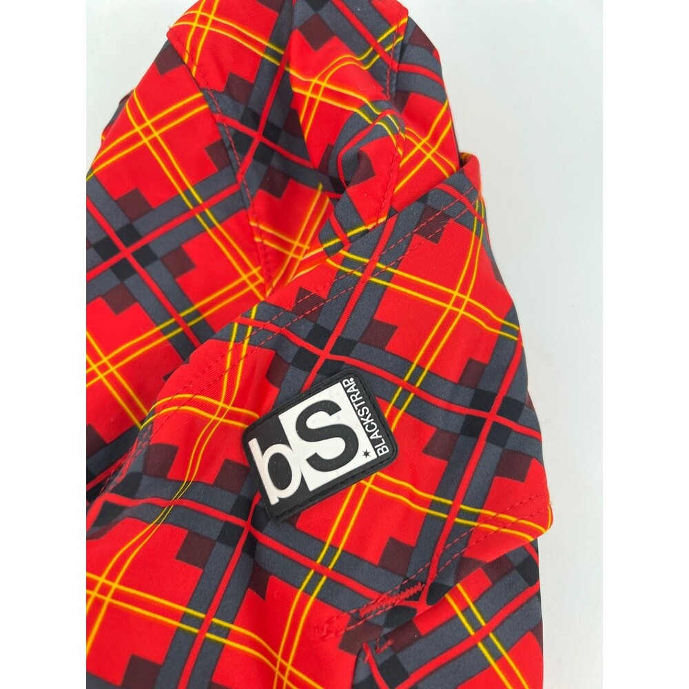 BlackStrap Kids Hood Hinged Face Balaclava, Plaid Red/Black/Yellow, One Size